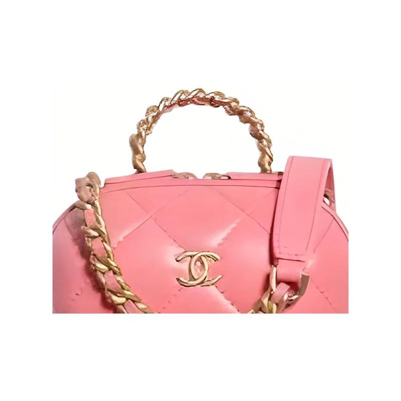 CHANEL Sheepskin Makeup Bag Women's Pink-1