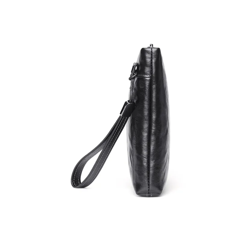 SEPTWOLVES Cow Leather Clutch Regular Unisex Black-2