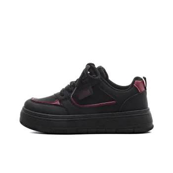 HUANQIU Anti Slip And Wear Resistant Lightweight Low Top Skateboard Shoes Women's Black Red