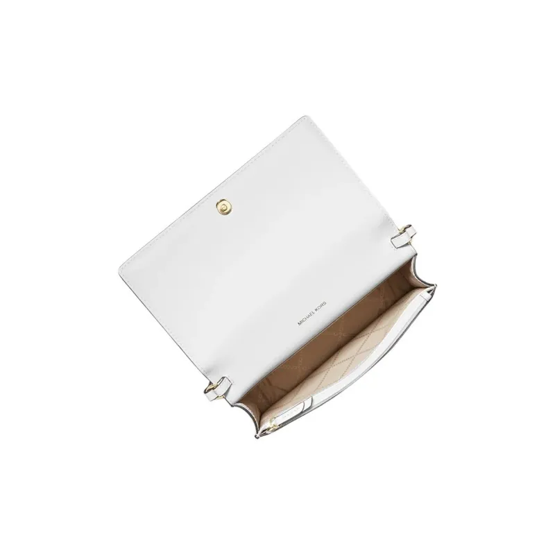 MICHAEL KORS Jet Set Litchi Grain Leather Shoulder Bag, Crossbody Bag Medium Size Women's Optical White-2