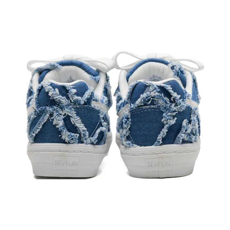 7 SEVFUN Low Top Skateboard Shoes Unisex Denim Blue Box Included-6