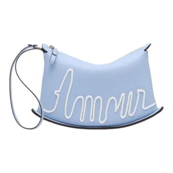 Delvau Brillant Cow Leather Clutch Women's Blue/White