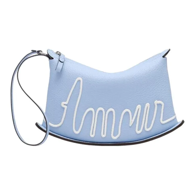 Delvau Brillant Cow Leather Clutch Women's Blue/White-0