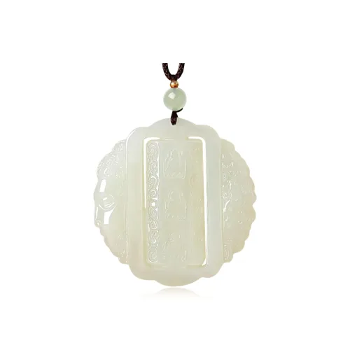 BYTHERE Hetian Jade Necklaces Pale Greenish White Jade Unisex