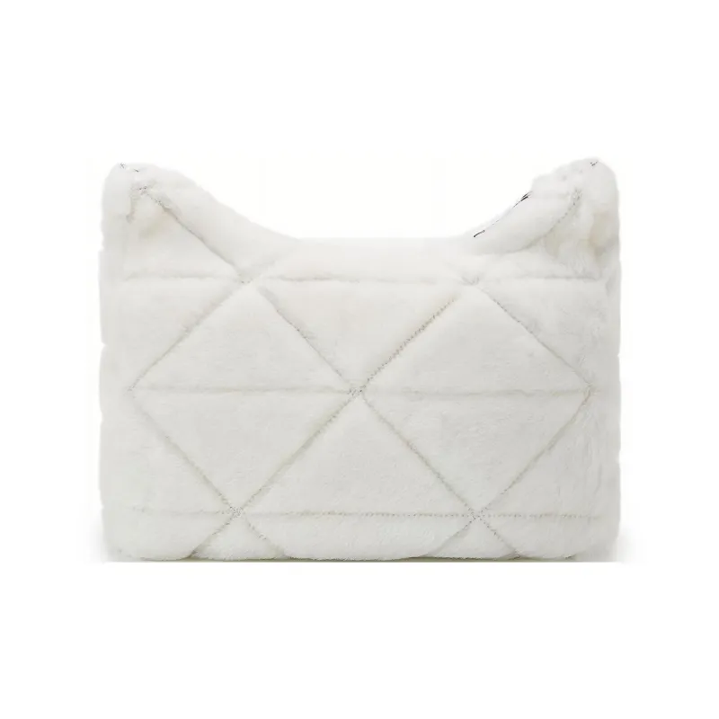 PRADA Re Edition Shearling Crossbody Bag, Shoulder Bag Women's White-3