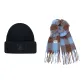 Black Hood with Blue Coffee Color Scarf