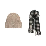 Brown Hat+Black Beige Scarf