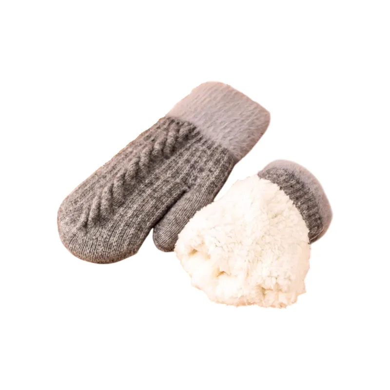 SNOW FLYING Camel Wool Knit Gloves Women's-10
