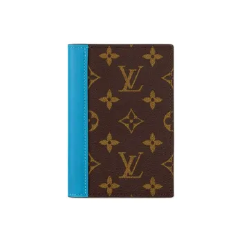 LOUIS VUITTON Colormania Coated Canvas Passport Holder Men's Blue & Brown