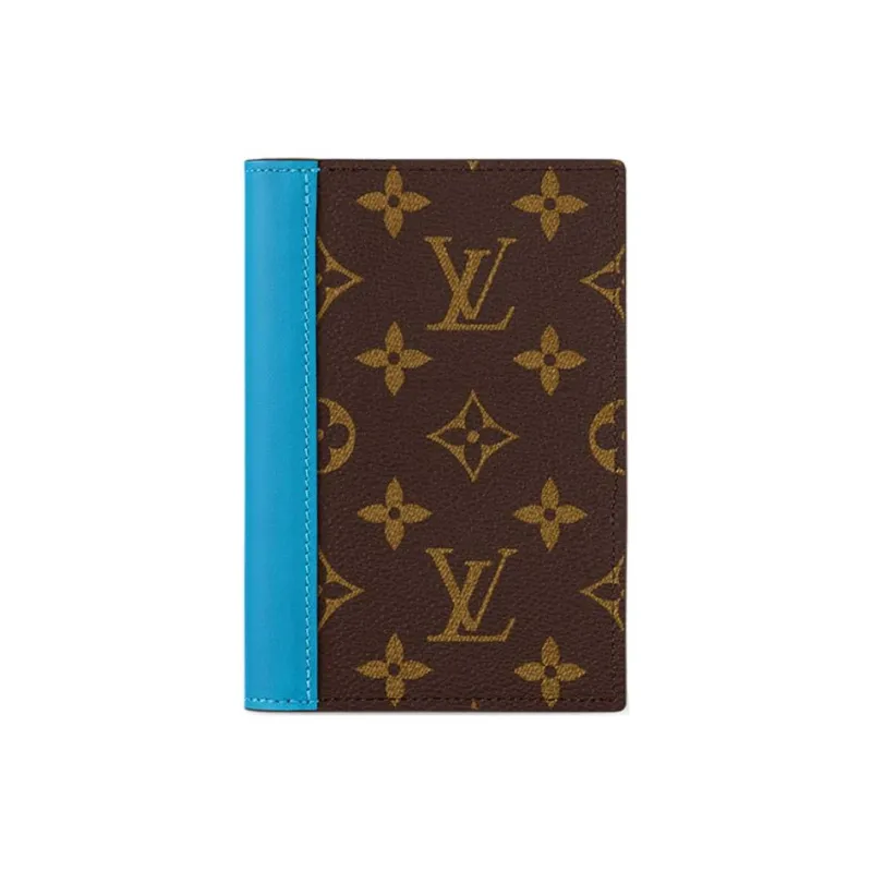 LOUIS VUITTON Colormania Coated Canvas Passport Holder Men's Blue & Brown-0