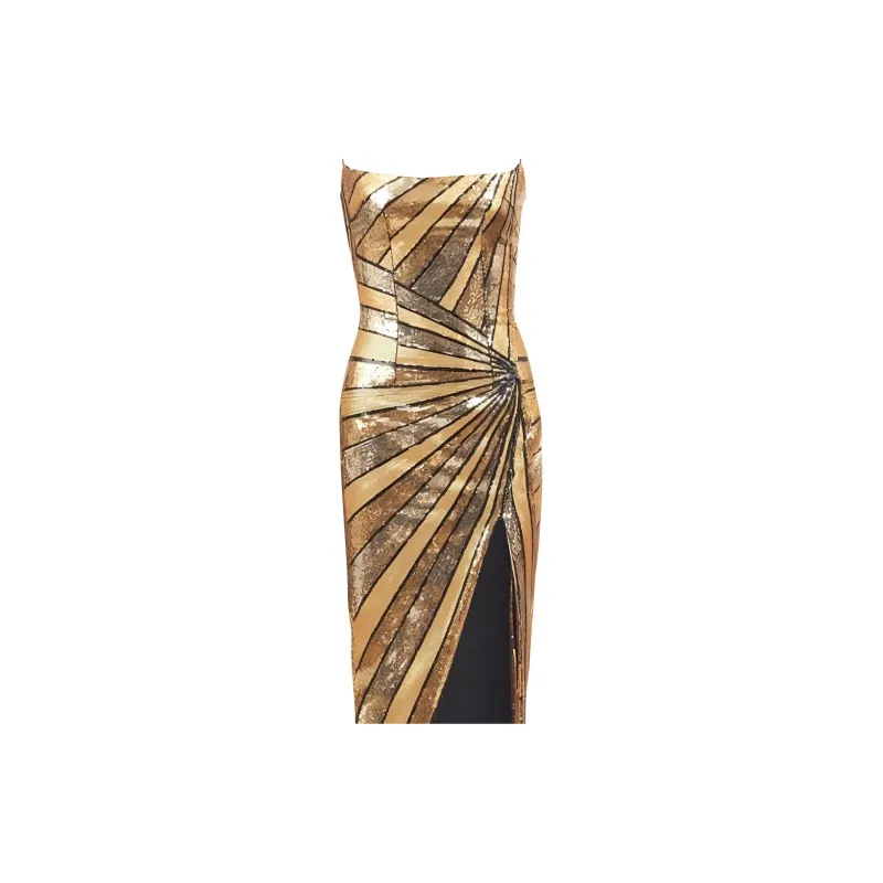 BALMAIN Slip Dresses Women's Gold-4