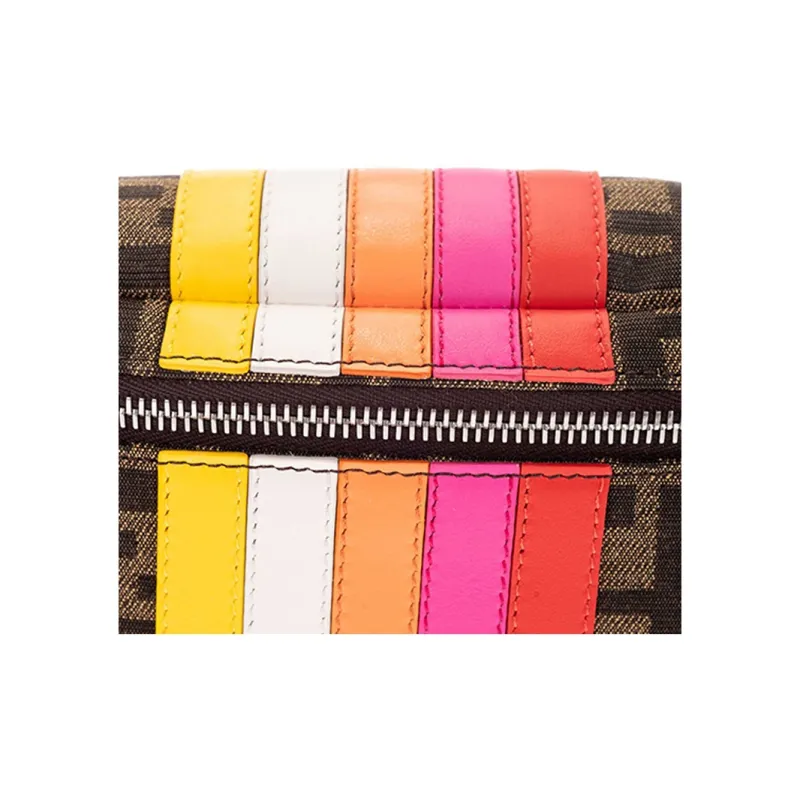 FENDI Jacquard Canvas With Leather Shoulder Bag Crossbody Bag Sling Bag Fanny Pack Kids' Brown-3