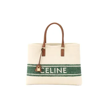 CELINE Leather Tote Bag Shopping Bag Shoulder Bag Handbag Women's Avocado Green