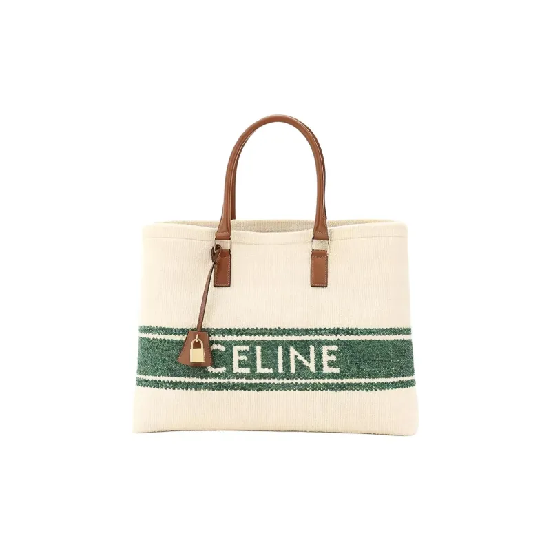 CELINE Leather Tote Bag Shopping Bag Shoulder Bag Handbag Women's Avocado Green-0