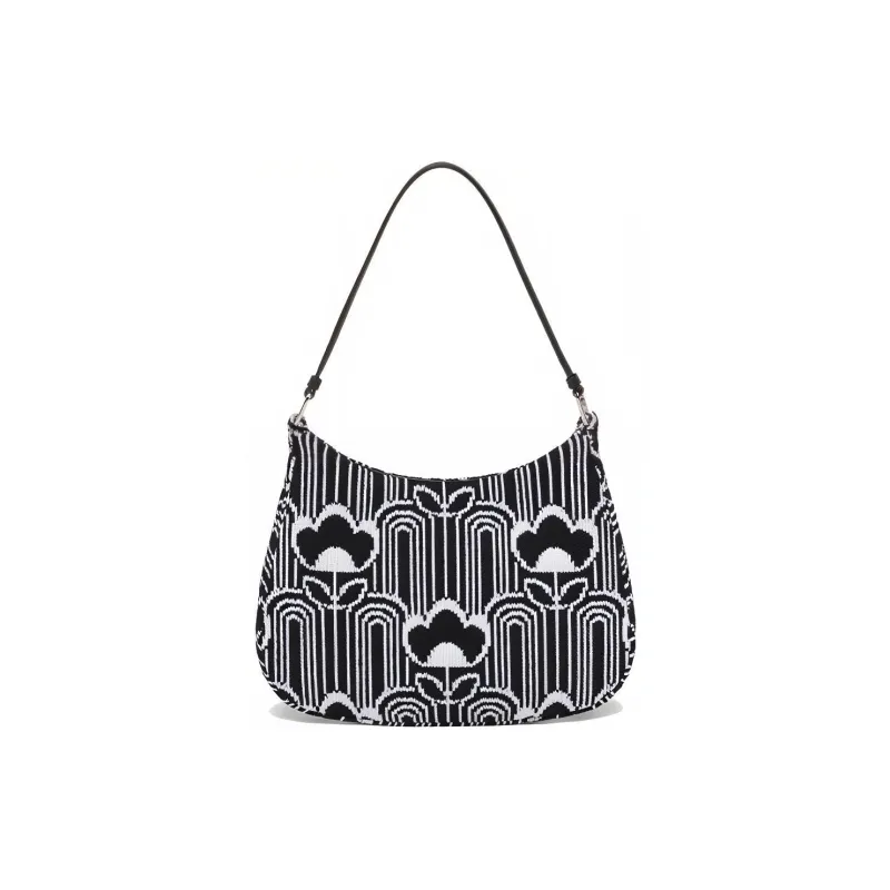 PRADA Cleo Polyester Handbag Women's Black White-2