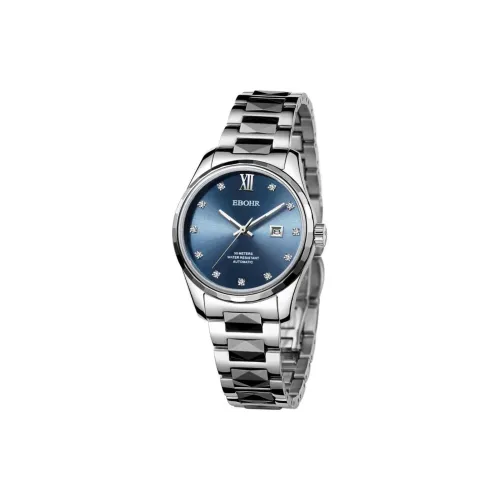 EBOHR Master Collection Mechanical Movement Stainless Steel Strap Watch Women's Watch Blue Dial