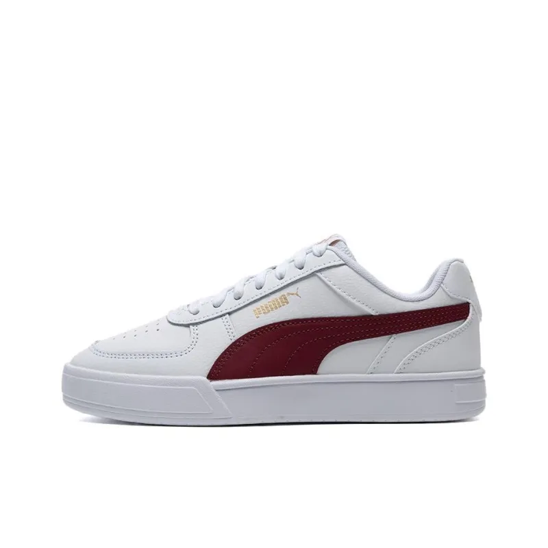PUMA Caven Slip Resistant And Breathable Low Top Skateboard Shoes Unisex White Red-0