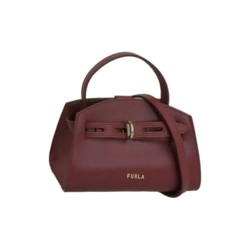 Furla Margherita Collection Cow Leather Dome Bag, Shoulder Bag, Crossbody Bag, Handbag Mini Women's Cherry Red-2