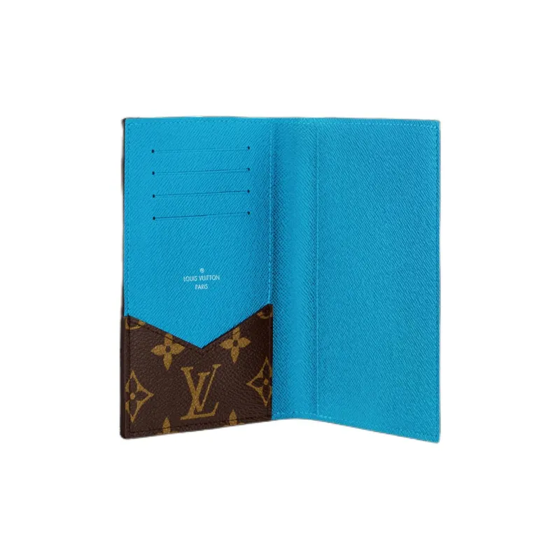 LOUIS VUITTON Colormania Coated Canvas Passport Holder Men's Blue & Brown-2