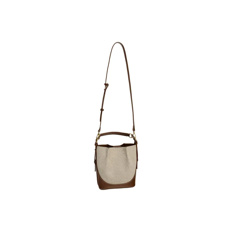ZARA Polyester Bucket Bag, Shoulder Bag, Crossbody Bag, Handbag Large Size Women's Dark Brown Yellow-2