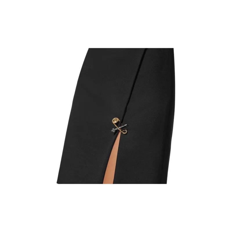VERSACE Safety Pin Detailed Straight Hem Skirt-5