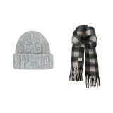 Gray Hat+Black Rice Scarf