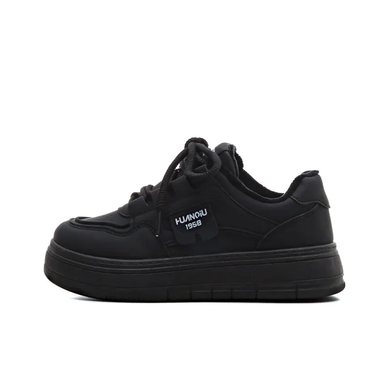 HUANQIU Warm Anti Slip And Wear Resistant Low Top Skateboard Shoes Women's Black-0