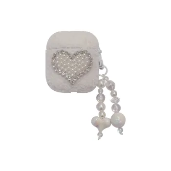 BZZOKI Compatible With AirPods 2nd Gen/New 3rd Gen/4th Gen/Pro Silicone 3D Pearl Plush Heart Headphone Cases