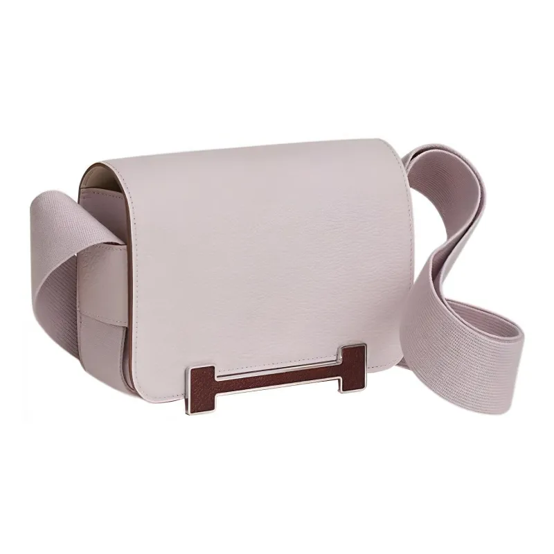 HERMES Geta Mysore Goat Skin Wooden Sandal Bag, Crossbody Bag, Shoulder Bag Women's Light Purple/Saddle Red-1