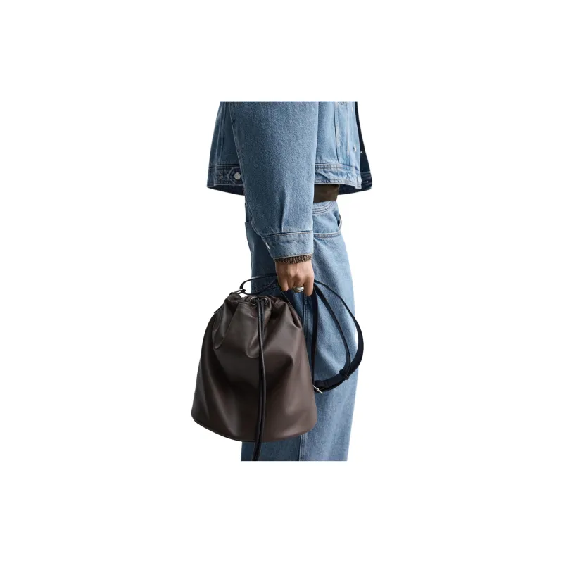 ZARA NANUSHKA Collaboration Sheepskin Bucket Bag, Portable Crossbody Bag, Shoulder Bag Regular Men's Brown-2