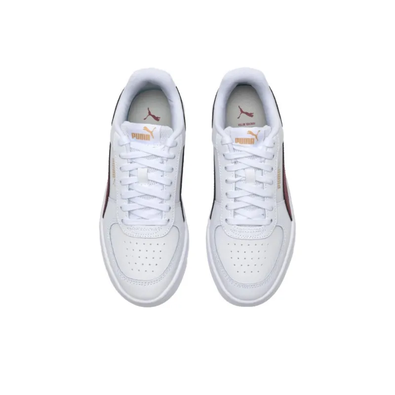 PUMA Caven Slip Resistant And Breathable Low Top Skateboard Shoes Unisex White Red-3