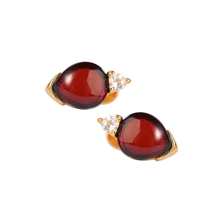 S&A S925 Silver With Amber Beeswax Inlay Stud Earrings Women's-5