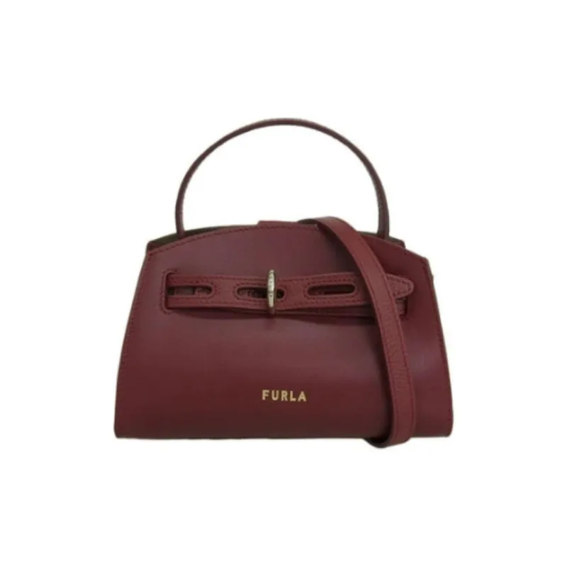 Furla Margherita Collection Cow Leather Dome Bag, Shoulder Bag, Crossbody Bag, Handbag Mini Women's Cherry Red-1