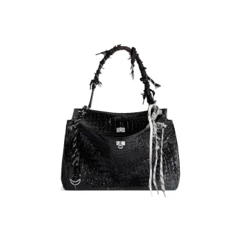 Balenciaga Cow Leather Shoulder Bag, Crossbody Bag, Handbag Large Size Women's Black