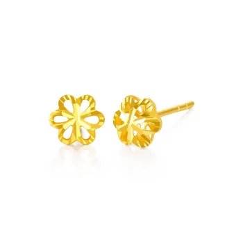 CHINA GOLD 18K Gold Stud Earrings Women's