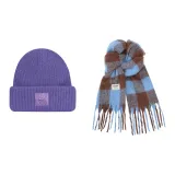 Purple Hat+Blue Coffee Scarf