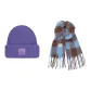 Purple Hat+Blue Coffee Scarf