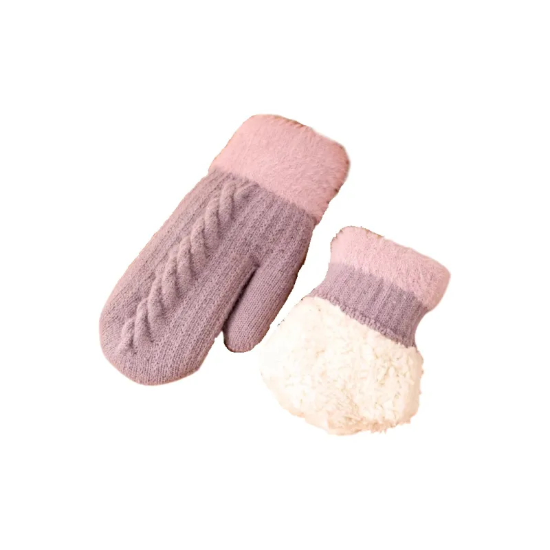 SNOW FLYING Camel Wool Knit Gloves Women's-16