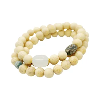 ZANJICHUANQI Bamboo Wood Double Circle Beaded Bracelet Women's