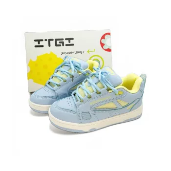 ITGI Anti Slip Wear Resistant Low Top Skateboard Shoes Unisex Blue Yellow