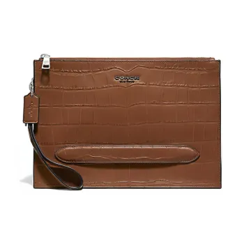 COACH Pouch Leather File Bag Laptop Bag Briefcase Clutch Large Size Men's Brown