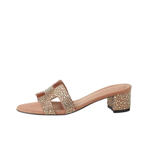 HERMES Oasis Slide Slippers 5cm Women's Pink