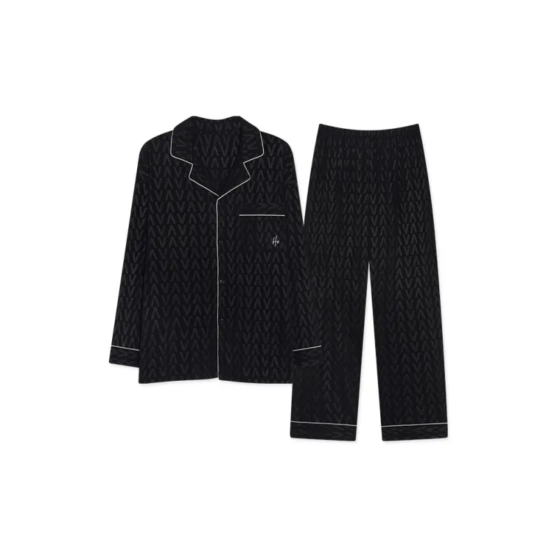 CAIHENGTONG Pajama Set Men's Black-0