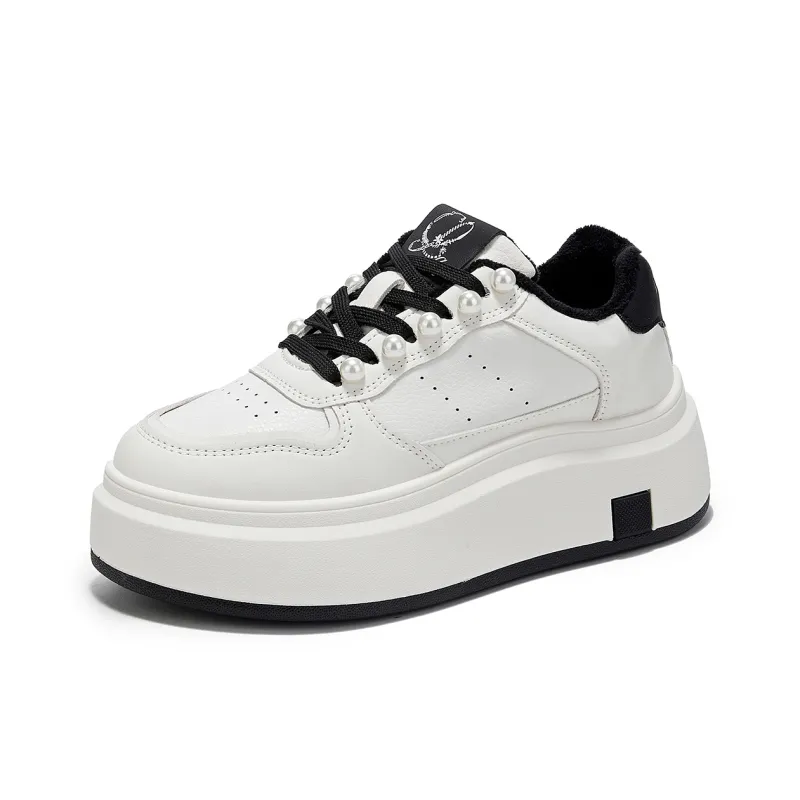 La Chapelle Slip-Resistant Cushioning Abrasion-Resistant Low-Top Skateboard Shoes Women's Beige Black-0