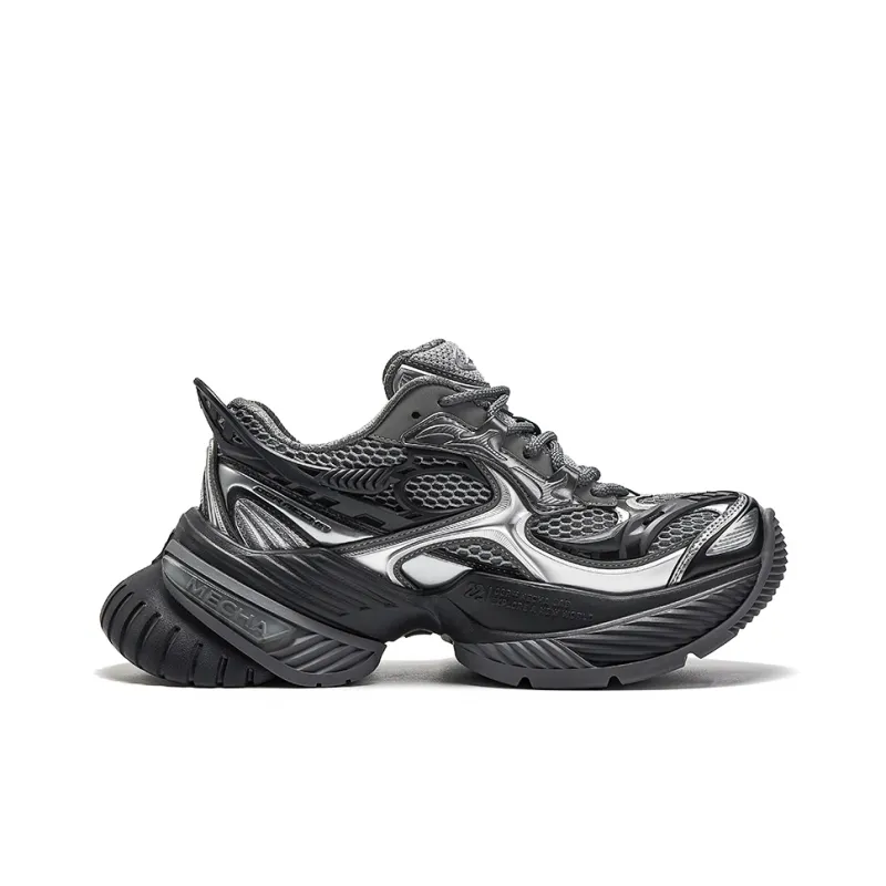 OGR Abrasion Resistant, Breathable, Lightweight, Height Increasing Low Top Running Shoes Unisex Dark Iron Black-1