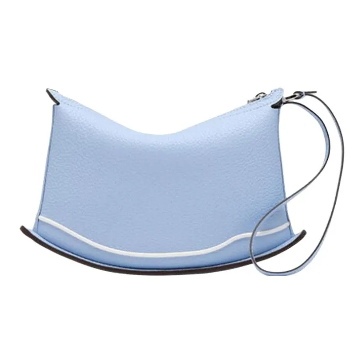 Delvau Brillant Cow Leather Clutch Women's Blue/White-1