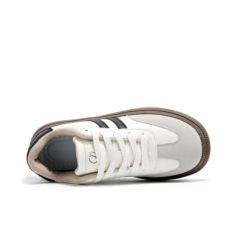 La Chapelle Wear-Resistant Height Increasing Low-Top Skateboard Shoes Women's Beige Black-4