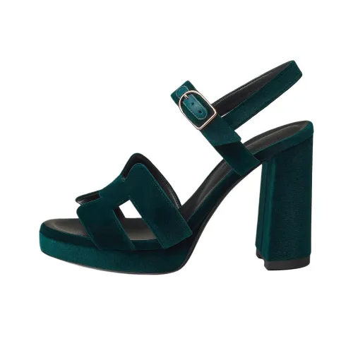 HERMES Jazz Strap Sandals 10.5cm Women's Green