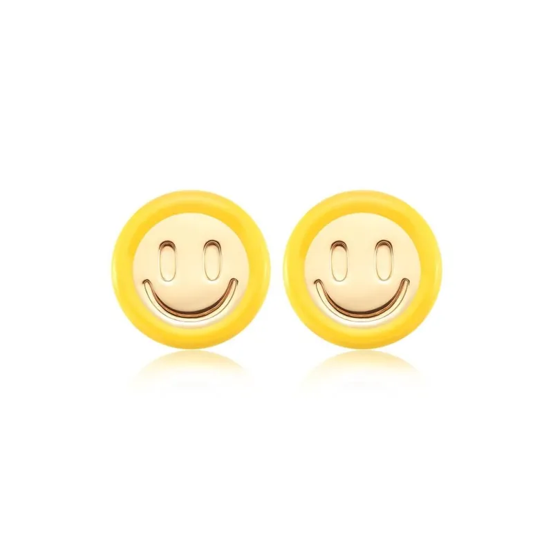 AHLOOPS 18K Gold Plated Copper Stud Earrings Unisex Yellow-6