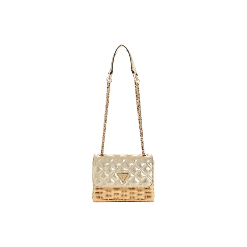 GUESS Natural Fibers Shoulder Bag Crossbody Bag Mini Women's Gold-1